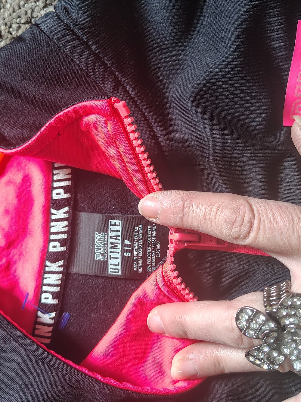 PINK Ultimate Black Jacket with Hot Pink Trim